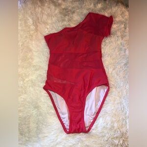 VENUS Red Deep Pink One-Shoulder One Piece Swimsuit